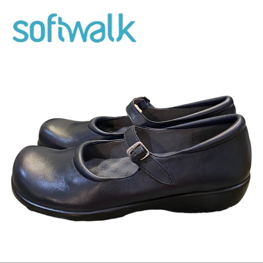 NEW SoftWalk Women's Jupiter Navy Leather Mary Jane Loafers Flats 10.5 10.5N